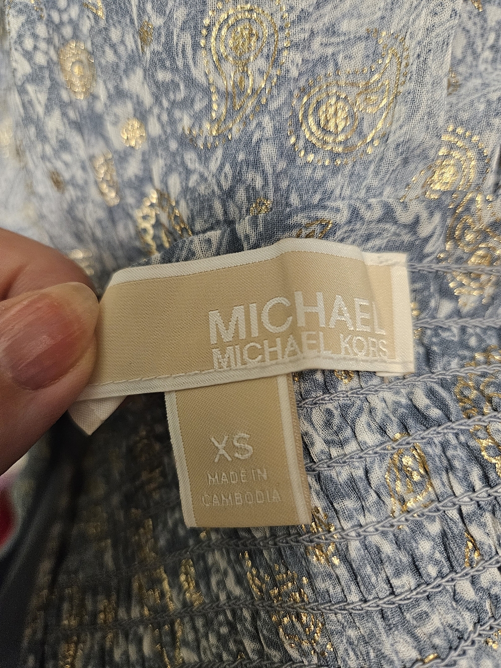 NEW Michael Kors Blue Gold Paisley Ruffle Dress Size XS Preppy Feminine Summer - Picture 8 of 8